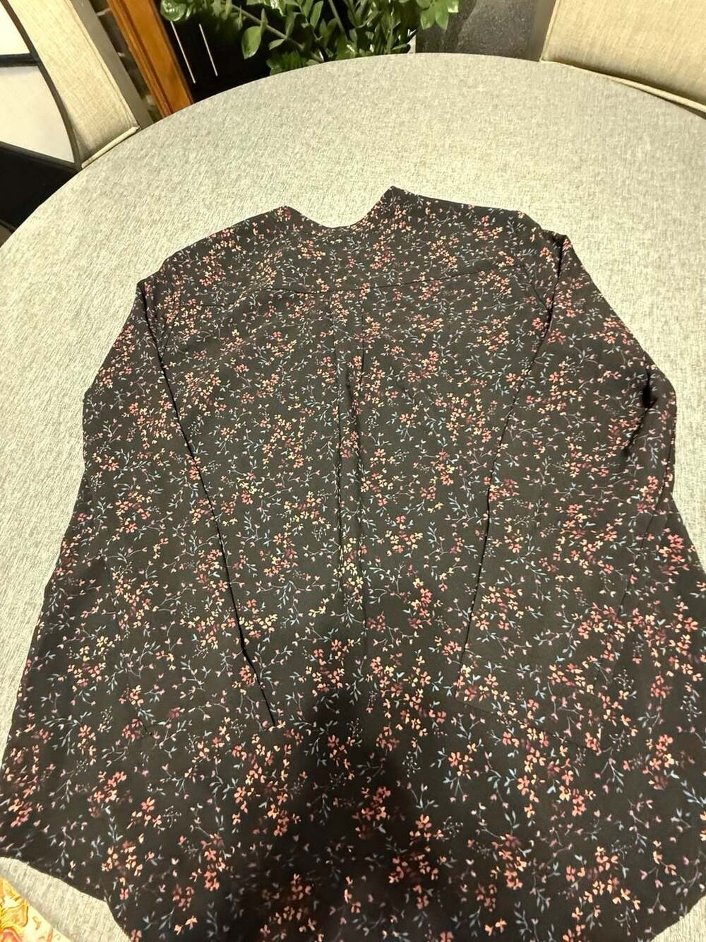 Hilary Radley Women's Long Sleeve Floral Blouse Black Blush XL
